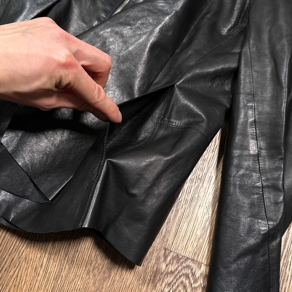 Marni Lambskin Lamb Leather Peplum Assymetrical Black Jacket Womens 40 - Picture 5 of 16